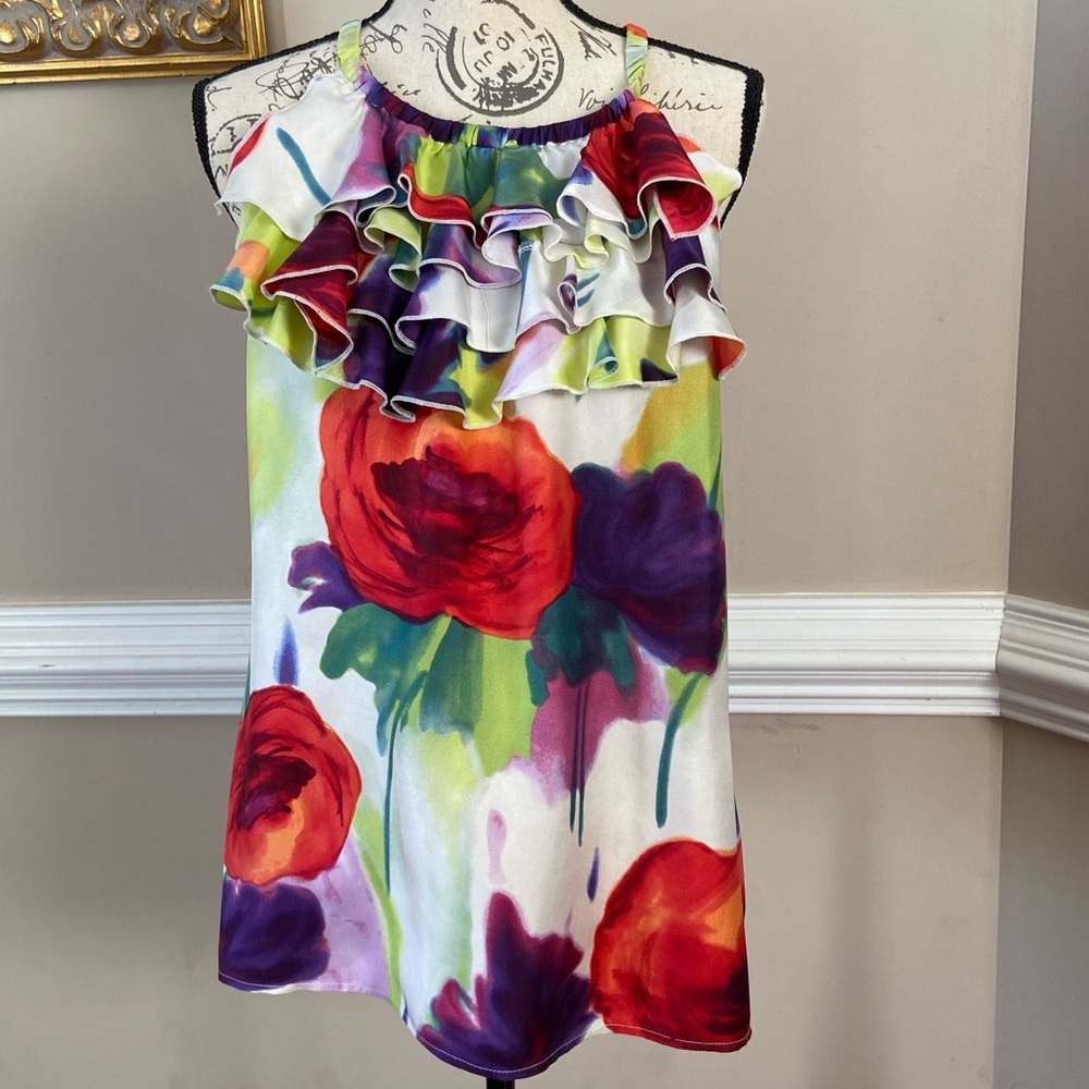 Karen Kane silk rose petal top